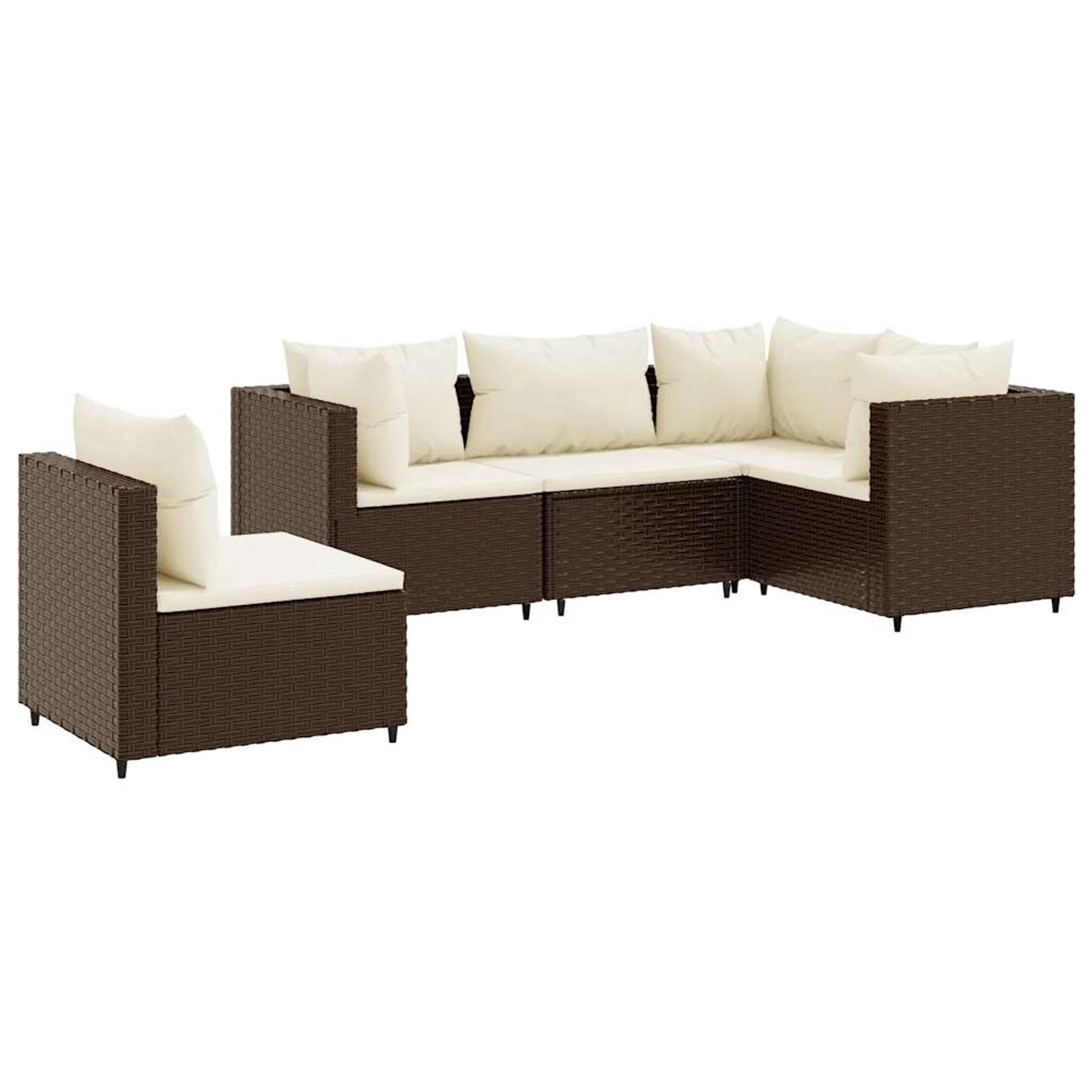 vidaXL 5-tlg Garten-Lounge-Set mit Kissen Braun Poly Rattan Modell 11 günstig online kaufen