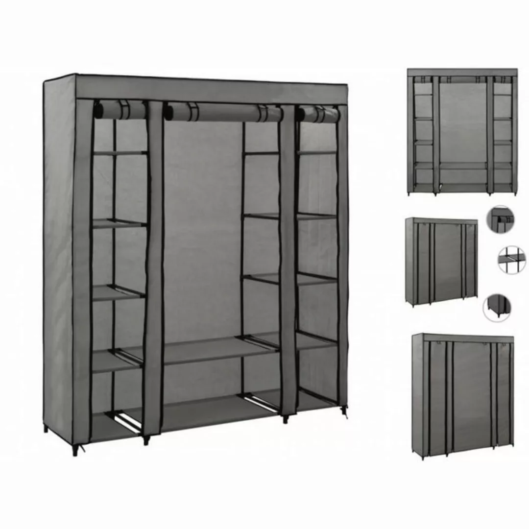 vidaXL Kleiderschrank Stoffschrank mit Fächern Kleiderstangen Grau 150x45x1 günstig online kaufen