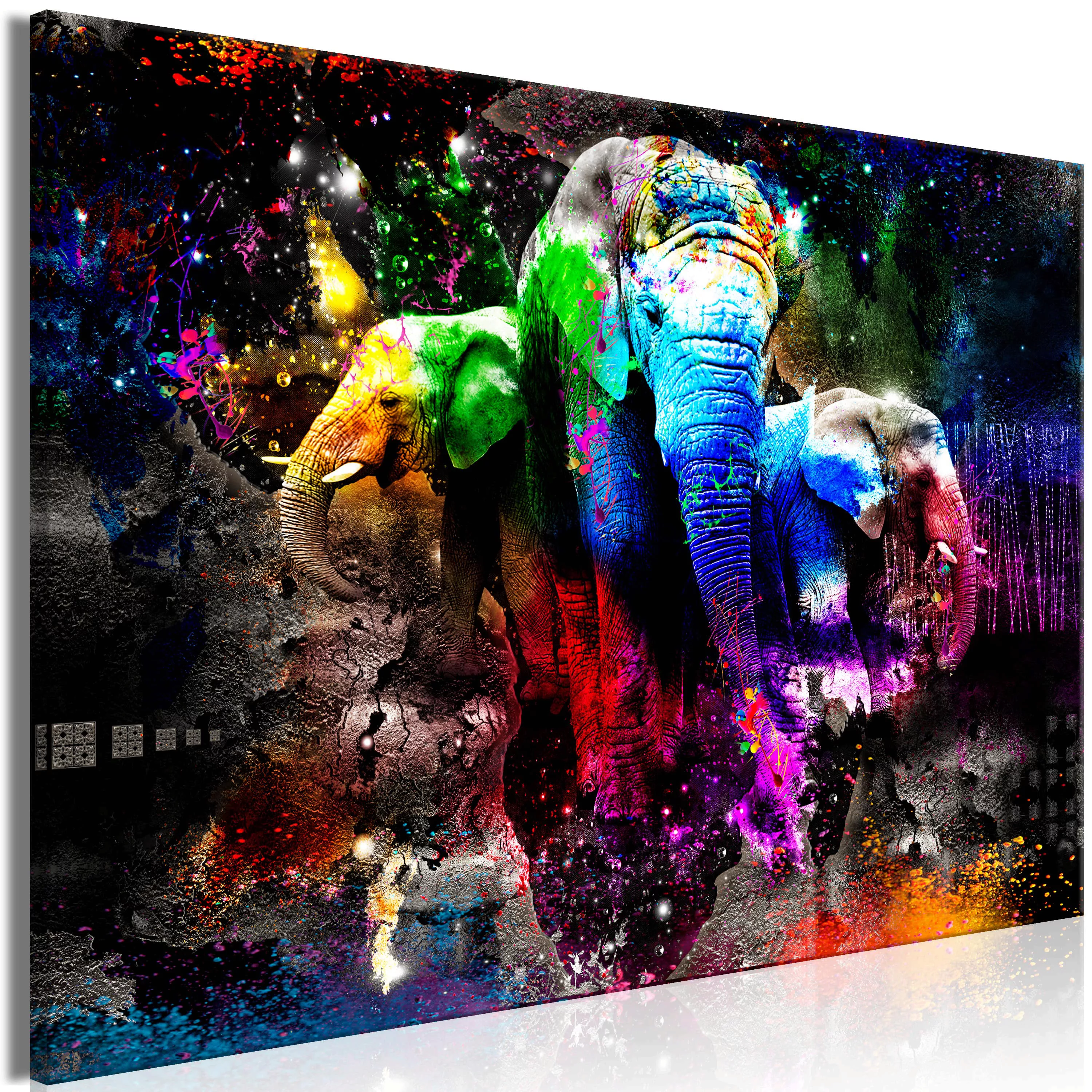 Wandbild - Colorful Elephants (1 Part) Wide günstig online kaufen