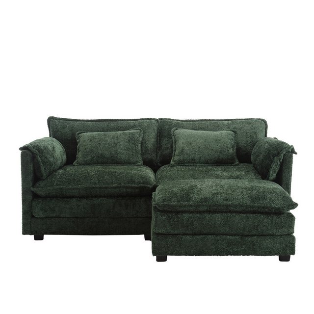 OKWISH Sofa Modernes 2-Sitzer-Loungesofa mit Chenille-Stoff & Fußstütze,Kin günstig online kaufen