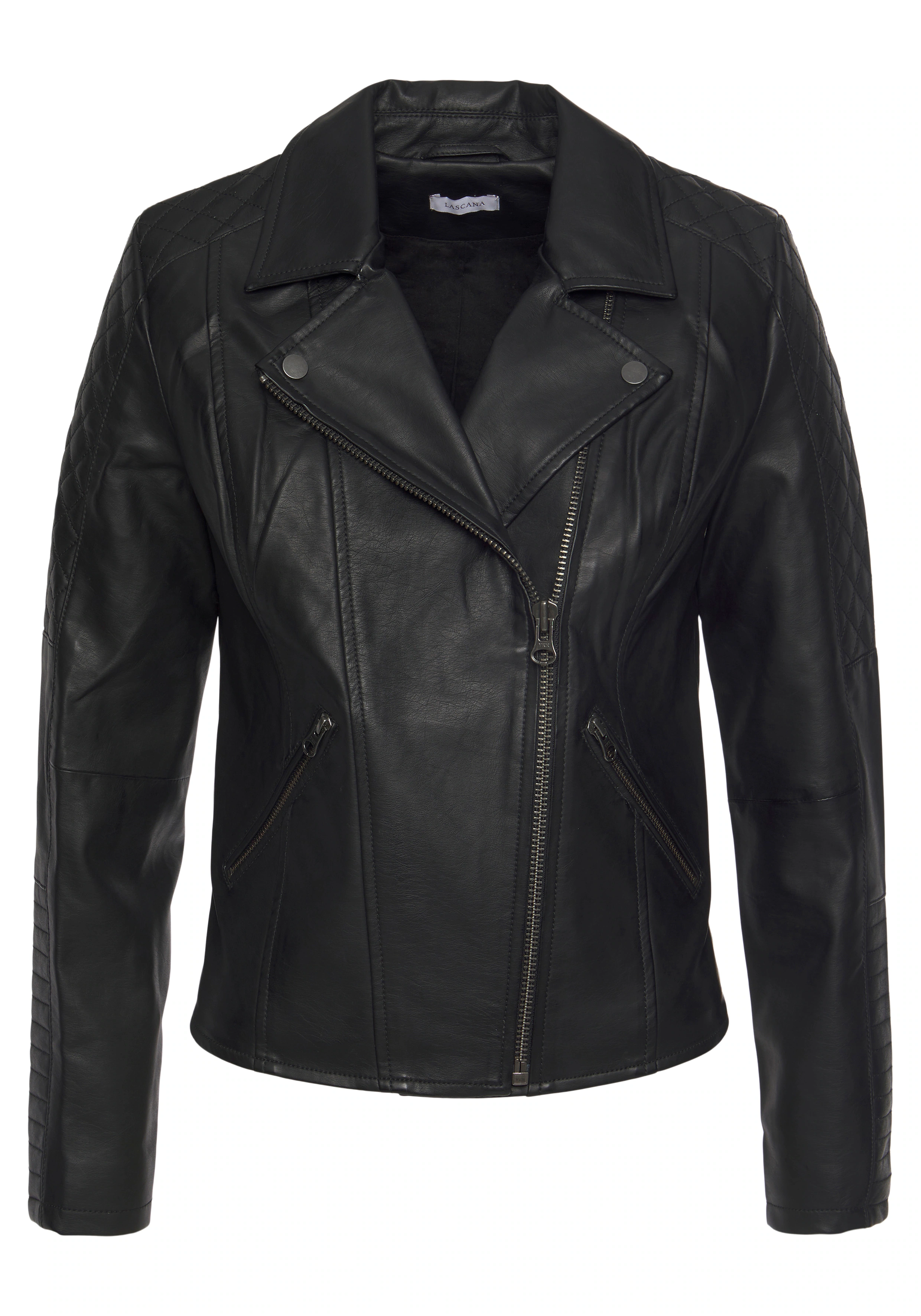 LASCANA Lederimitatjacke, mit Bikerdetails, kurze Bikerjacke, figurbetont günstig online kaufen