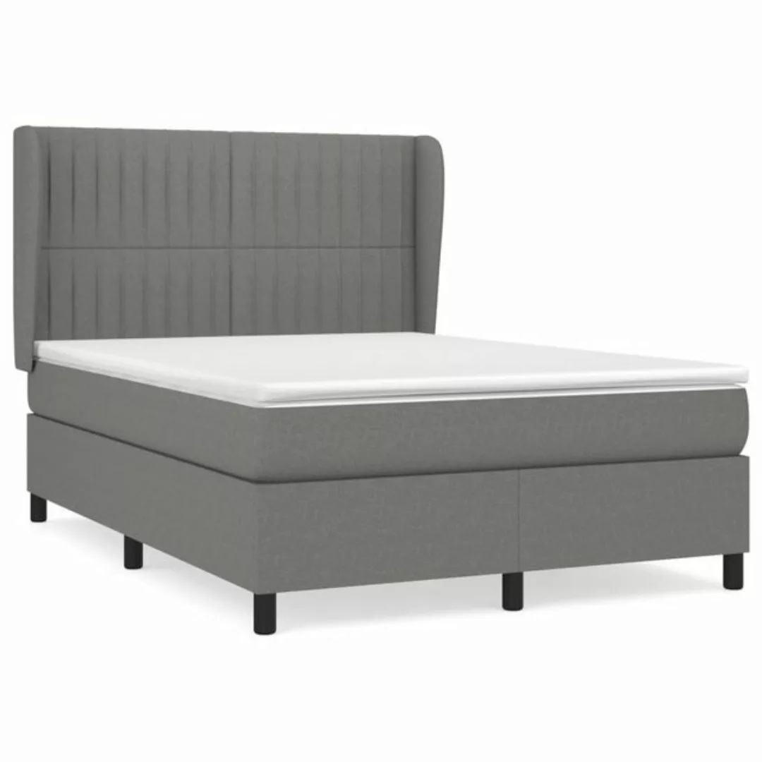 furnicato Bettgestell Boxspringbett mit Matratze Dunkelgrau 140x190 cm Stof günstig online kaufen