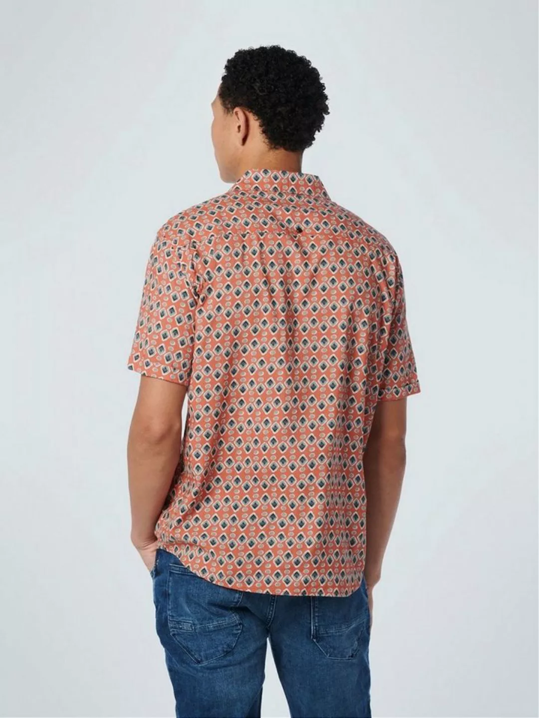 NO EXCESS Rundhalspullover Shirt Short Sleeve Resort Collar Allover Printed günstig online kaufen