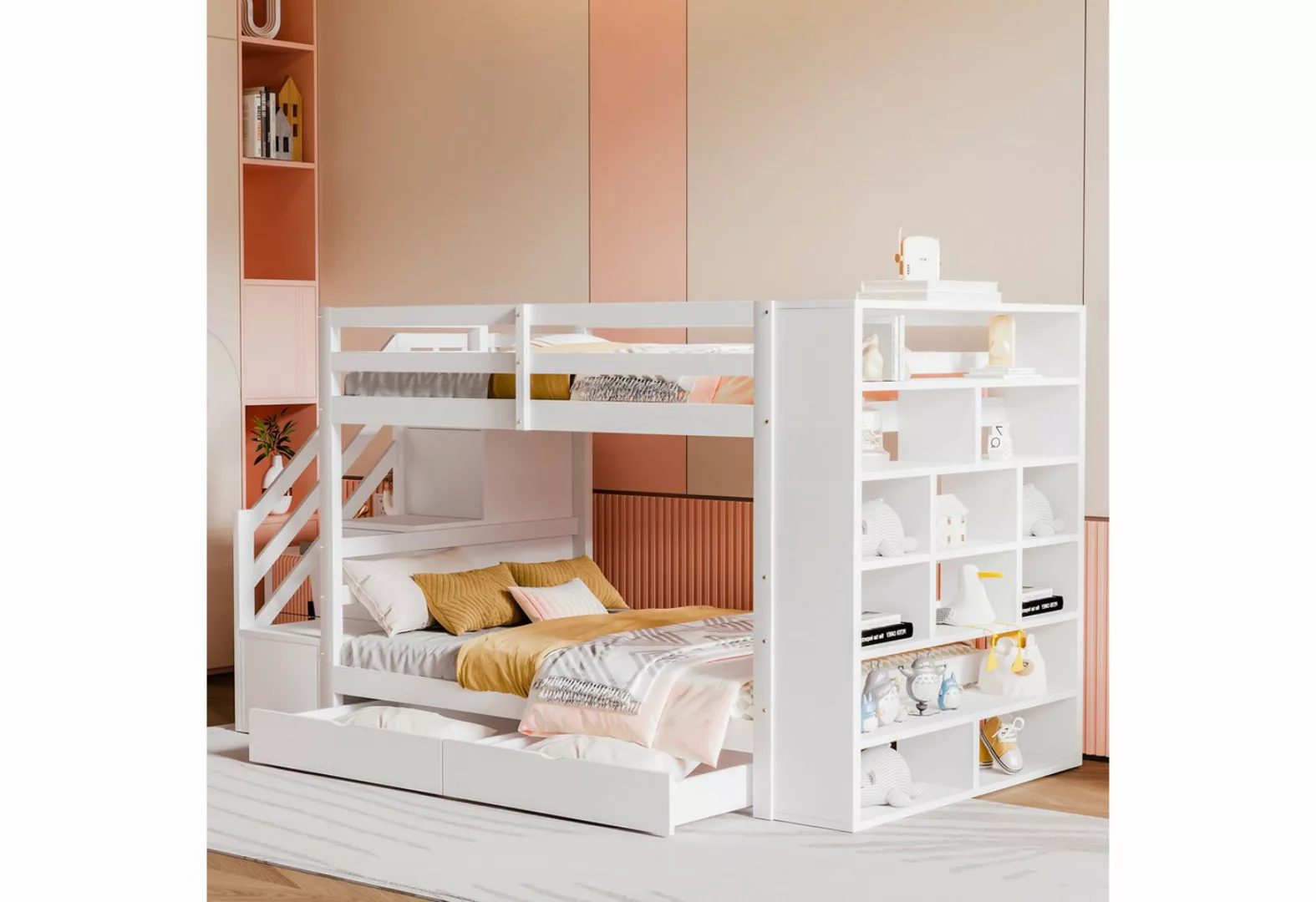 Gotagee Etagenbett Kinderbett 90x200 cm Mit Staufächern schubladen und Schl günstig online kaufen