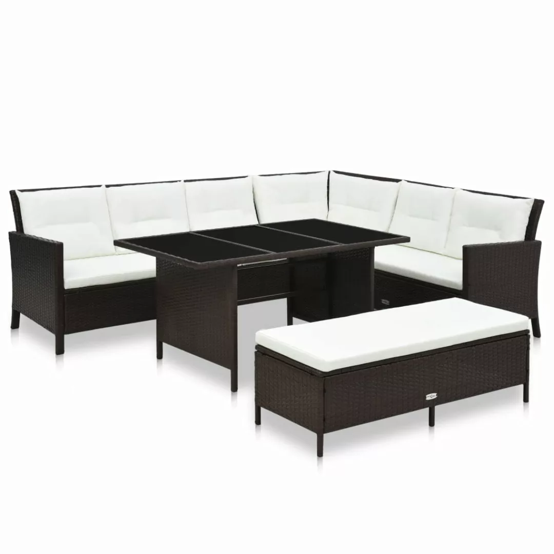 3-tlg. Garten-lounge-set Mit Auflagen Poly Rattan Braun günstig online kaufen