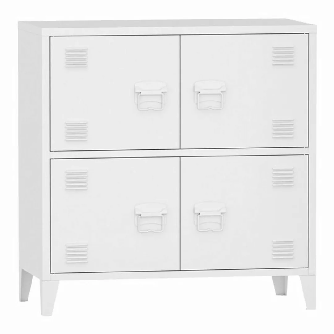 en.casa Mehrzweckschrank »Hamina« Büroschrank mit 4 Türen 80x40x82 cm Weiß günstig online kaufen