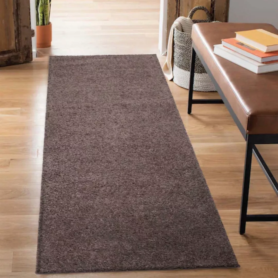 Carpet City Hochflor-Läufer »City Shaggy«, rechteckig, Teppich Einfarbig Un günstig online kaufen