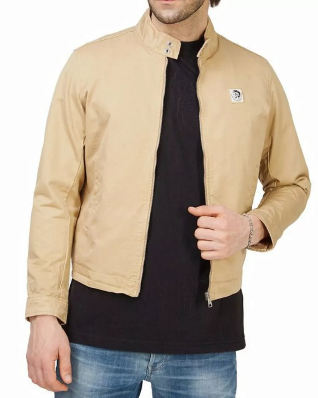 Diesel Bikerjacke Leichte Übergangs Jacke Slim Beige - J-HALLS-A 7CS günstig online kaufen