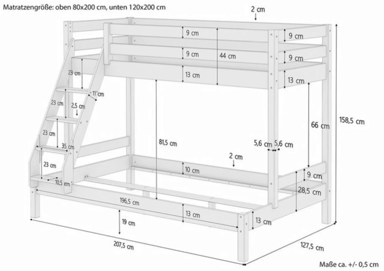 ERST-HOLZ Etagenbett Doppel Etagenbett 80x200 u 120x200 für Jugendliche u E günstig online kaufen