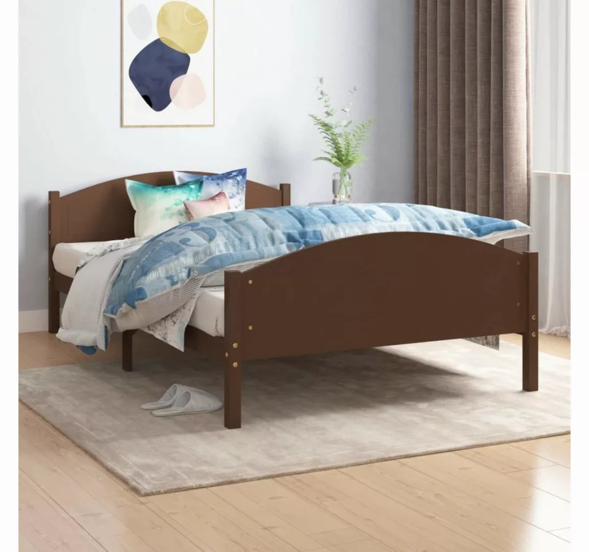 furnicato Bett Massivholzbett Dunkelbraun Kiefer 120x200 cm günstig online kaufen