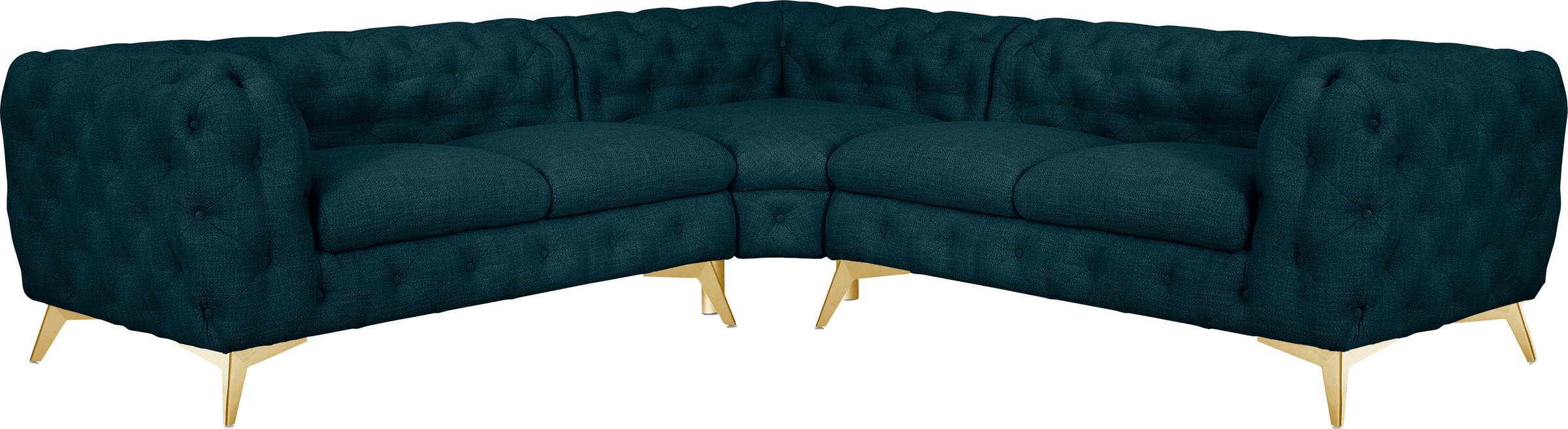 Leonique Chesterfield-Sofa "Ecksofa GLYNIS L-Form mit Wellenunterfederung, günstig online kaufen