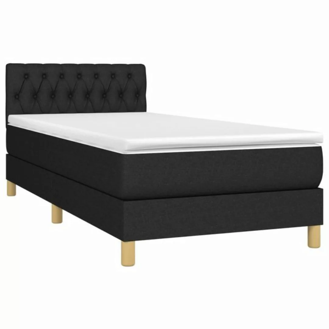 vidaXL Bettgestell Boxspringbett mit Matratze Schwarz 80x200 cm Stoff Bett günstig online kaufen