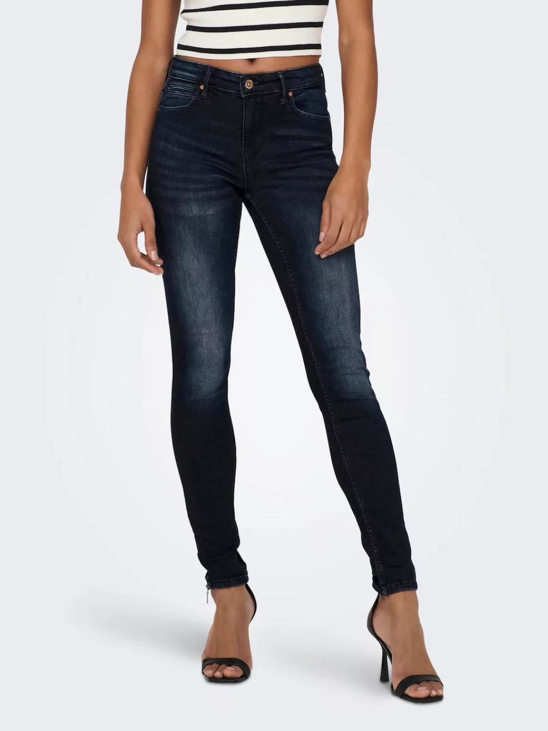 ONLY Skinny-fit-Jeans ONLKENDELL LIFE REG SK ANKLE mit Zipper am Saum günstig online kaufen