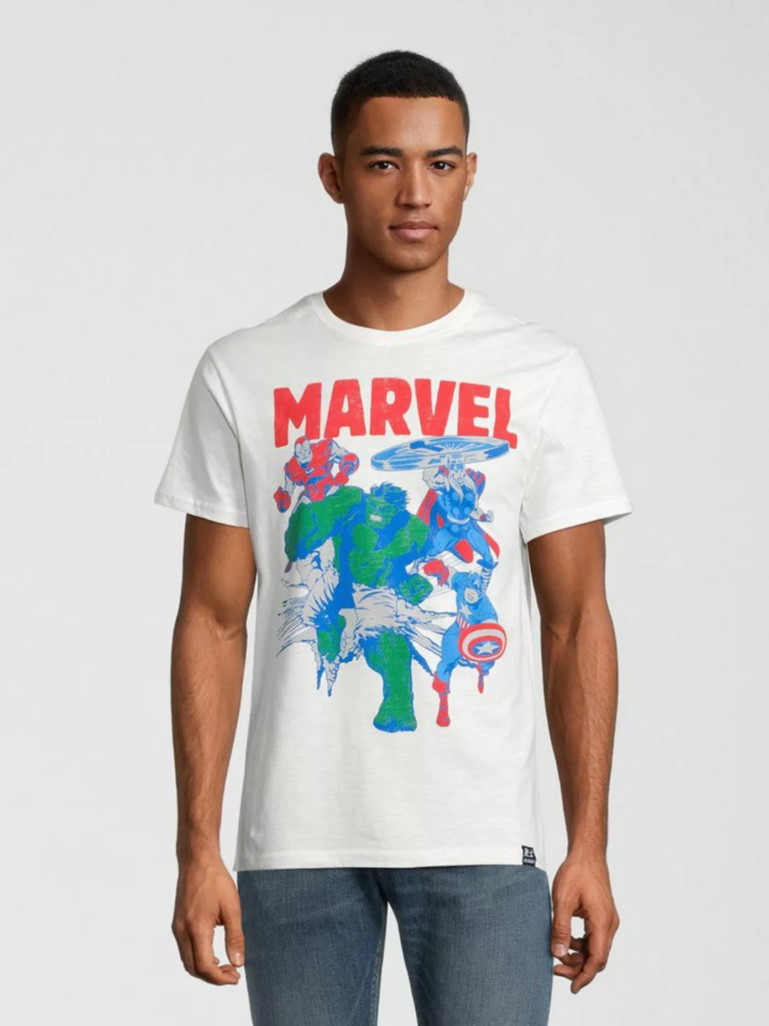 Recovered T-Shirt Marvel Iron Man, Thor, Captain America & The Hulk White G günstig online kaufen