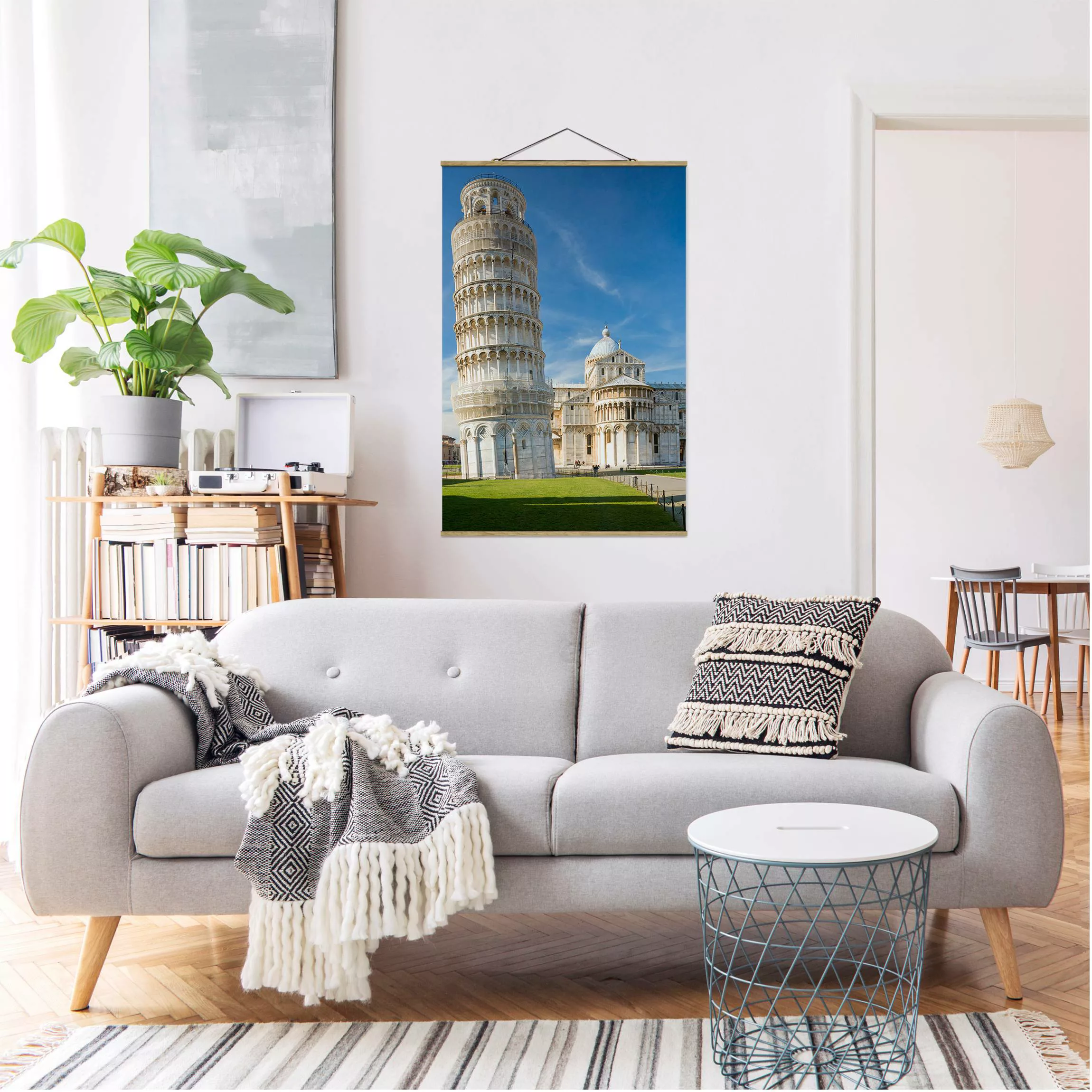 Stoffbild mit Posterleisten - Hochformat Der schiefe Turm von Pisa günstig online kaufen
