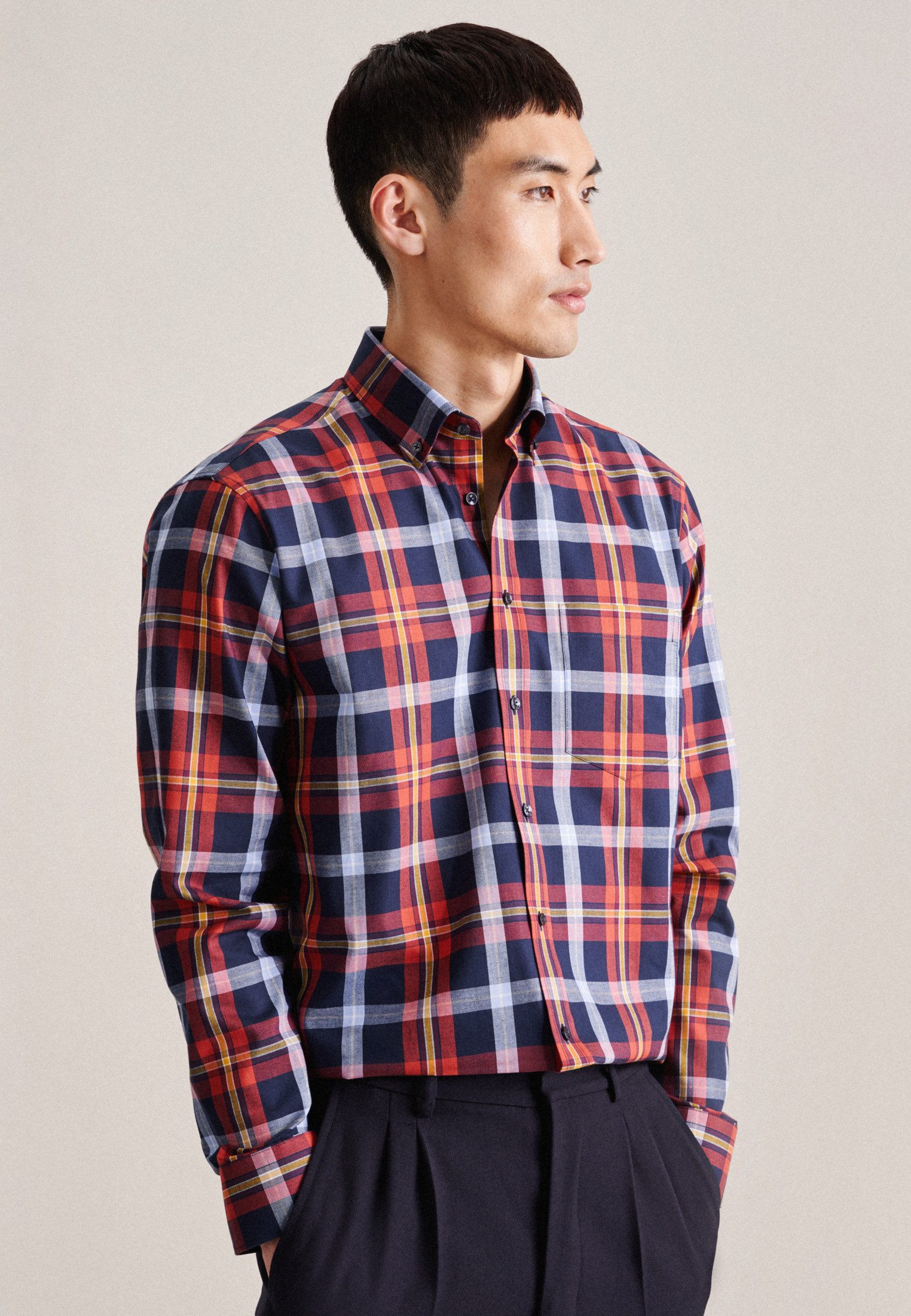 seidensticker Flanellhemd "Regular", Regular Langarm Button-Down-Kragen Kar günstig online kaufen