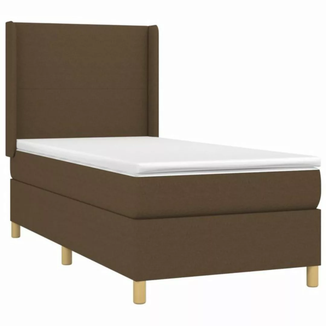 vidaXL Bett Boxspringbett mit Matratze & LED Dunkelbraun 80x200 cm Stoff günstig online kaufen