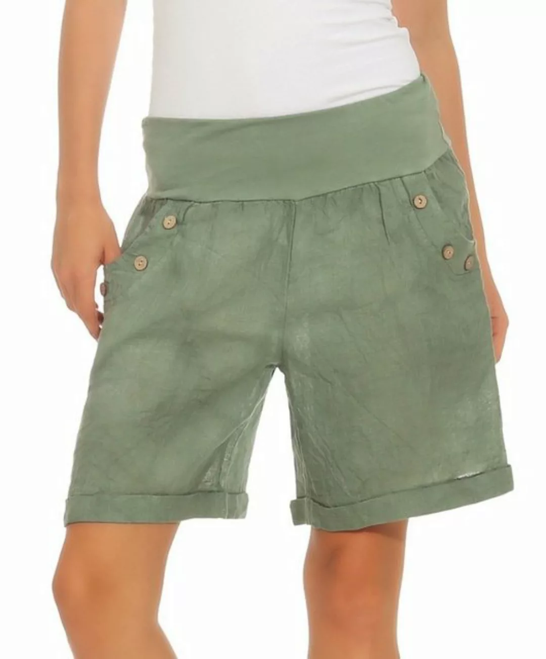 Mississhop Leinenhose Damen Shorts Leinenshorts Bermuda 100 % Leinen kurze günstig online kaufen