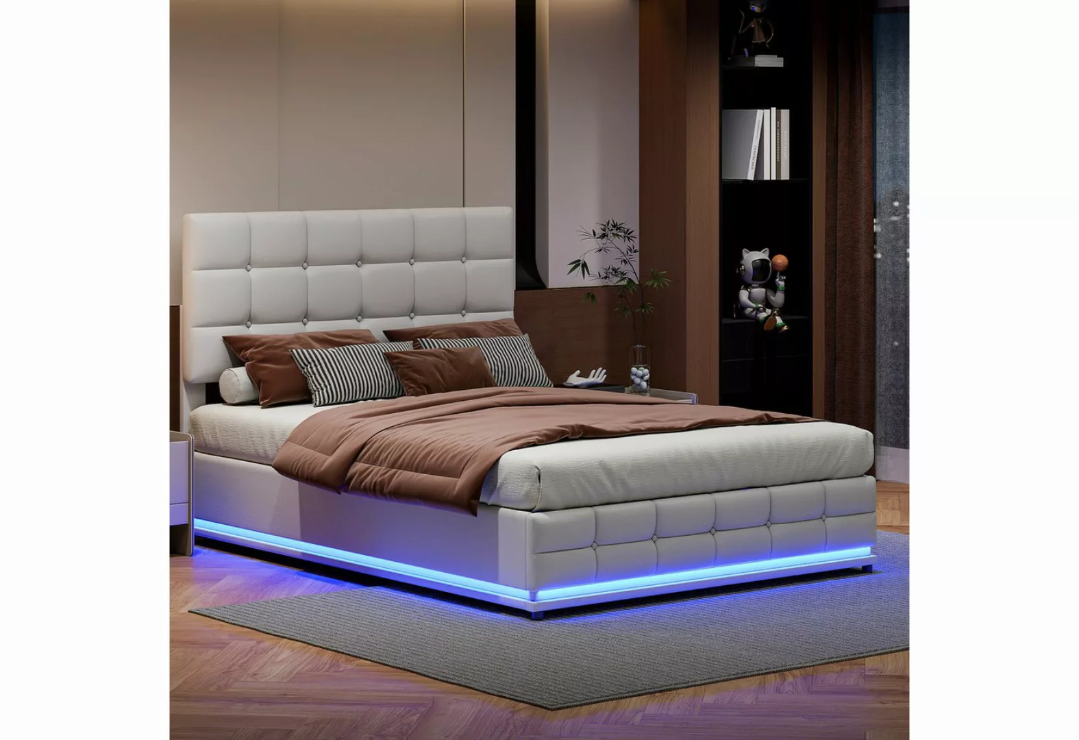 Furnishings Home Polsterbett stauraumbett doppelbett inkl. LED (Hydraulisch günstig online kaufen