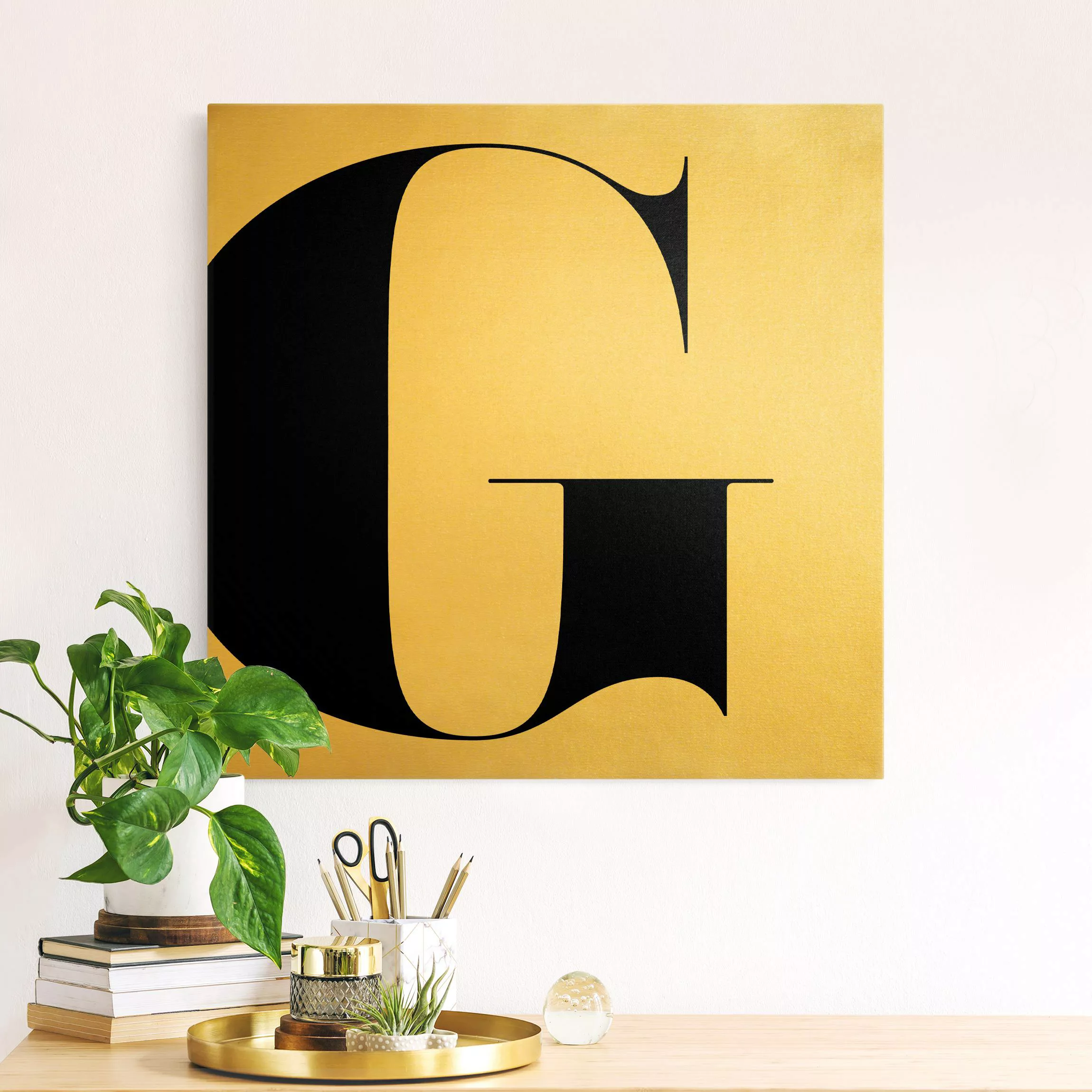 Leinwandbild Gold Antiqua Letter G günstig online kaufen