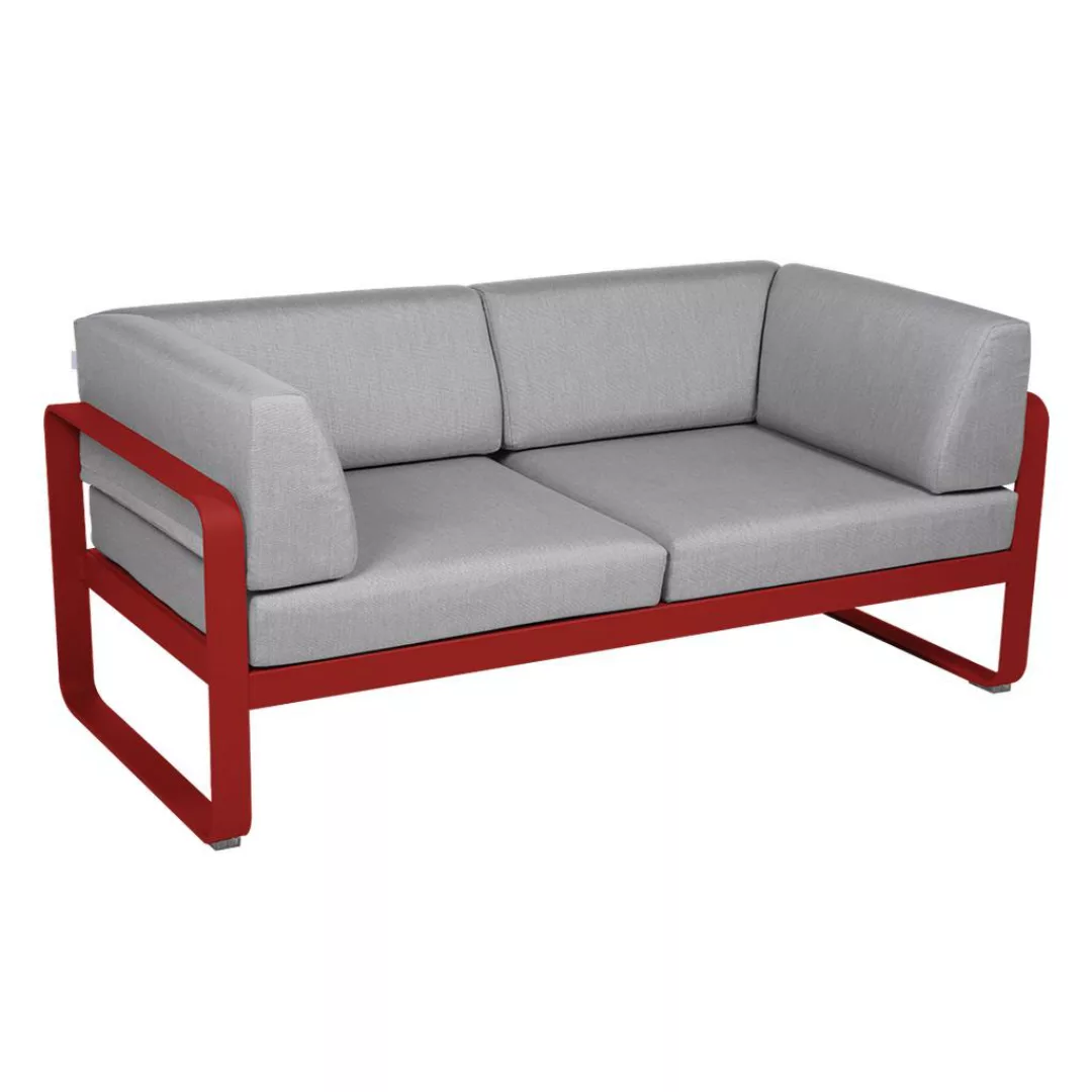 Bellevie 2-Sitzer Club Sofa 67 Mohnrot 79 Flanellgrau günstig online kaufen