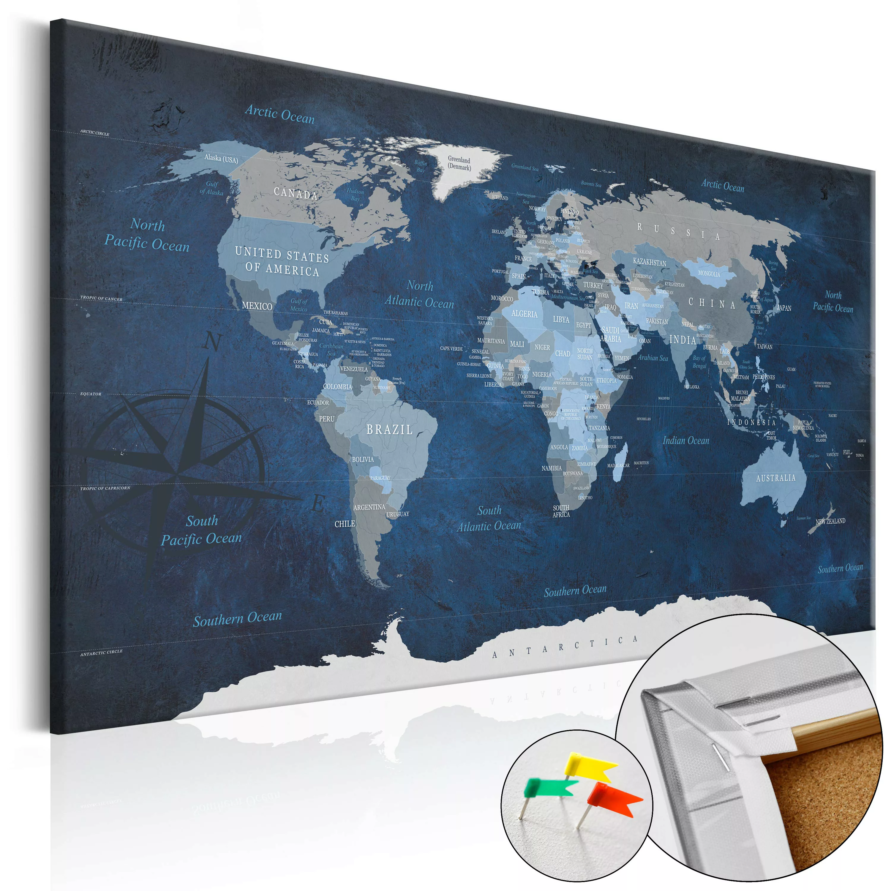 Korkbild - Dark Blue World [cork Map] günstig online kaufen