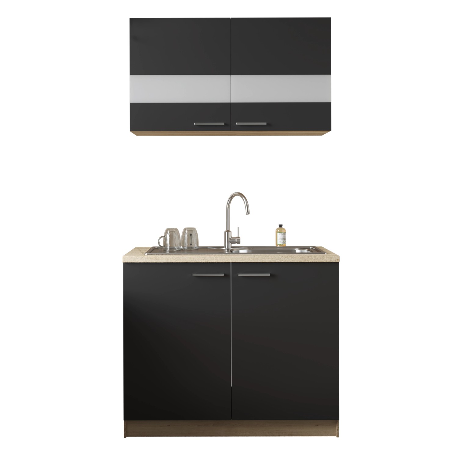 Respekta Küchenmöbel-Set 1 Merle 100 cm Schwarz günstig online kaufen