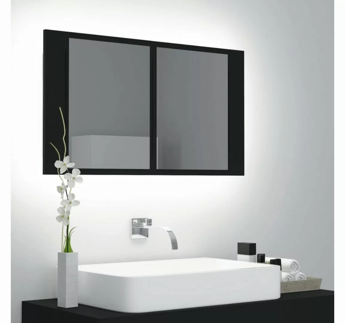 Led-bad-spiegelschrank Schwarz 80x12x45 Cm günstig online kaufen