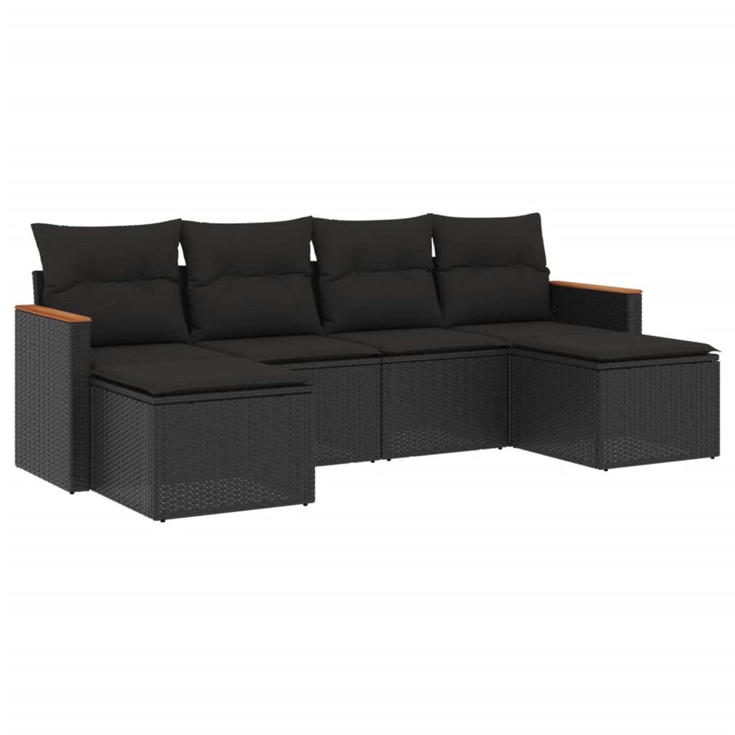 vidaXL 6-Tlg Garten-Sofagarnitur mit Kissen Schwarz Poly Rattan 3226216 günstig online kaufen