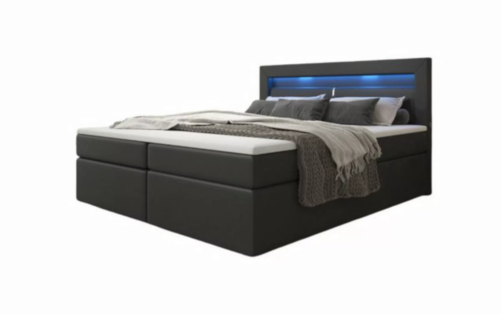 Luxusbetten24 Boxspringbett Repos, mit LED-Beleuchtung und USB-Anschluss günstig online kaufen