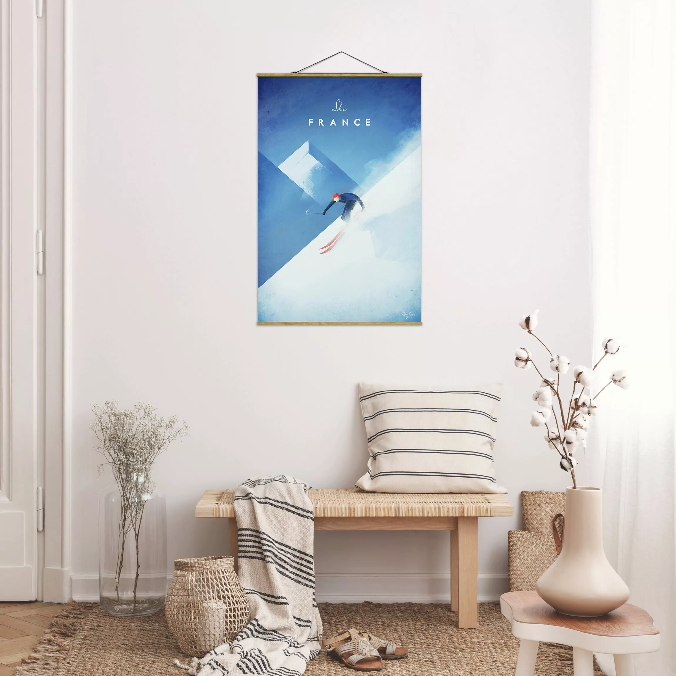 Stoffbild mit Posterleisten - Hochformat Reiseposter - Ski in Frankreich günstig online kaufen