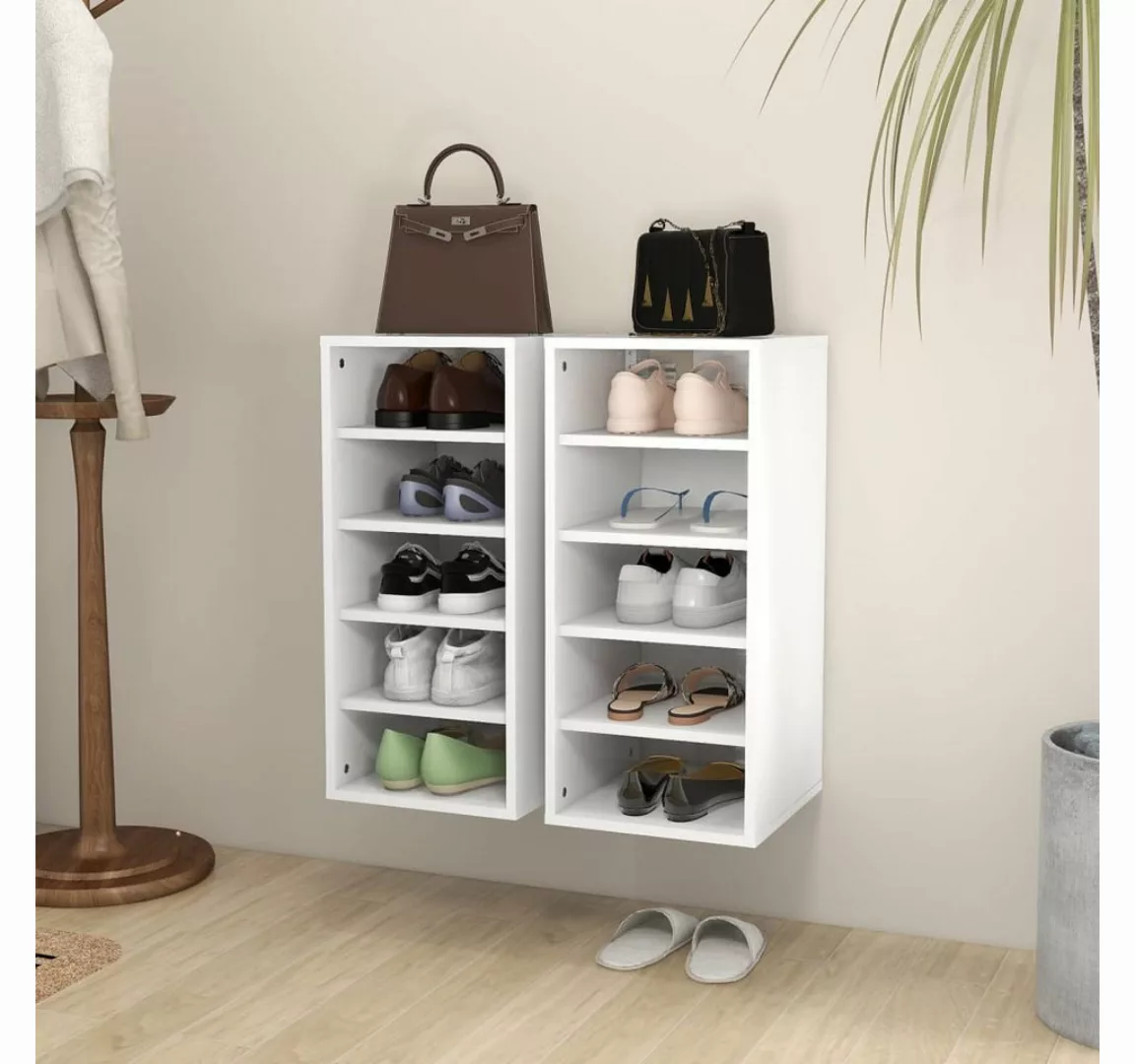 vidaXL Schuhschrank Schuhschränke 2 Stk Weiß 31,5x35x70 cm Spanplatte günstig online kaufen