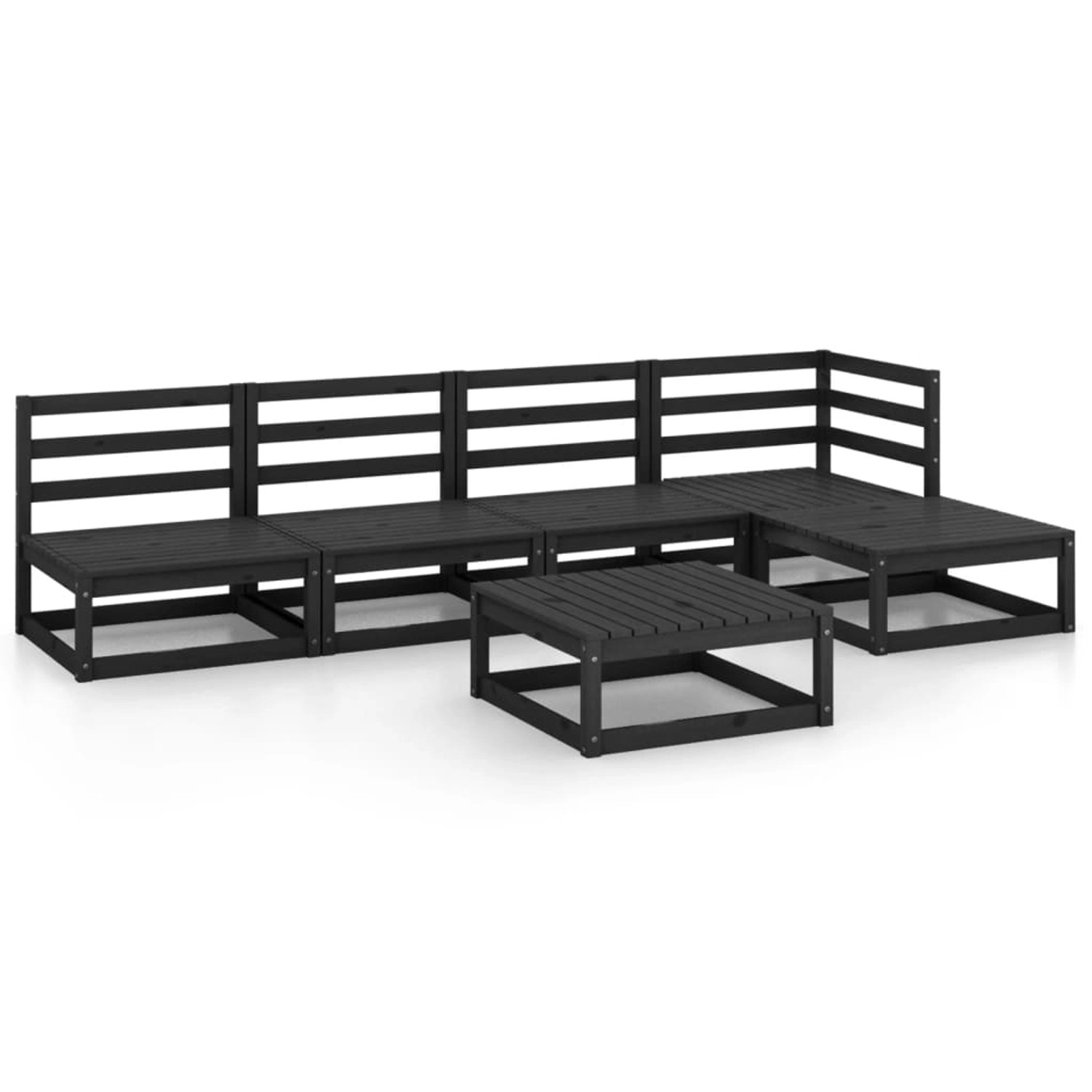 vidaXL 6-tlg Garten-Lounge-Set Schwarz Massivholz Kiefer Modell 4 günstig online kaufen