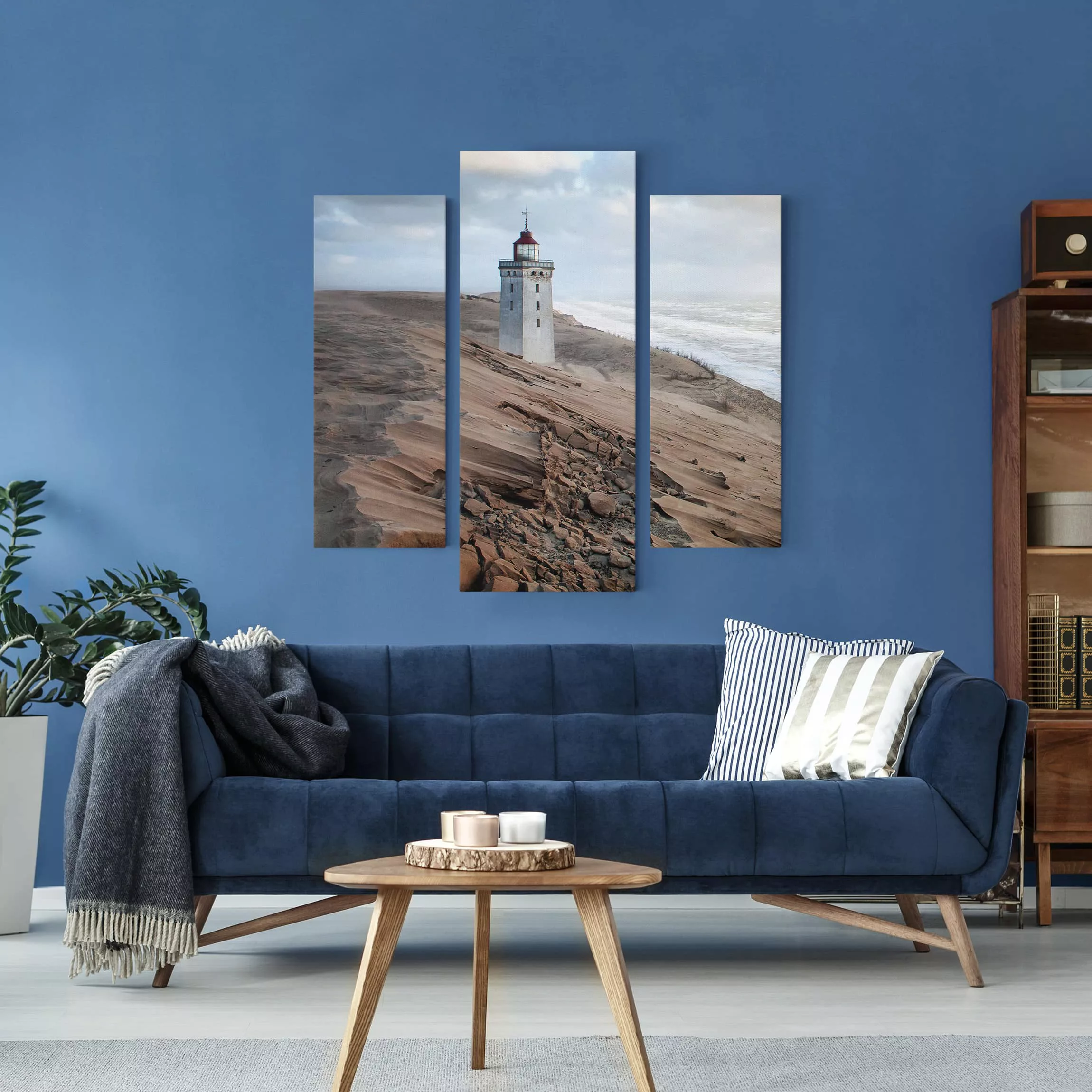 3-teiliges Leinwandbild Leuchtturm - Querformat Leuchtturm in Dänemark günstig online kaufen