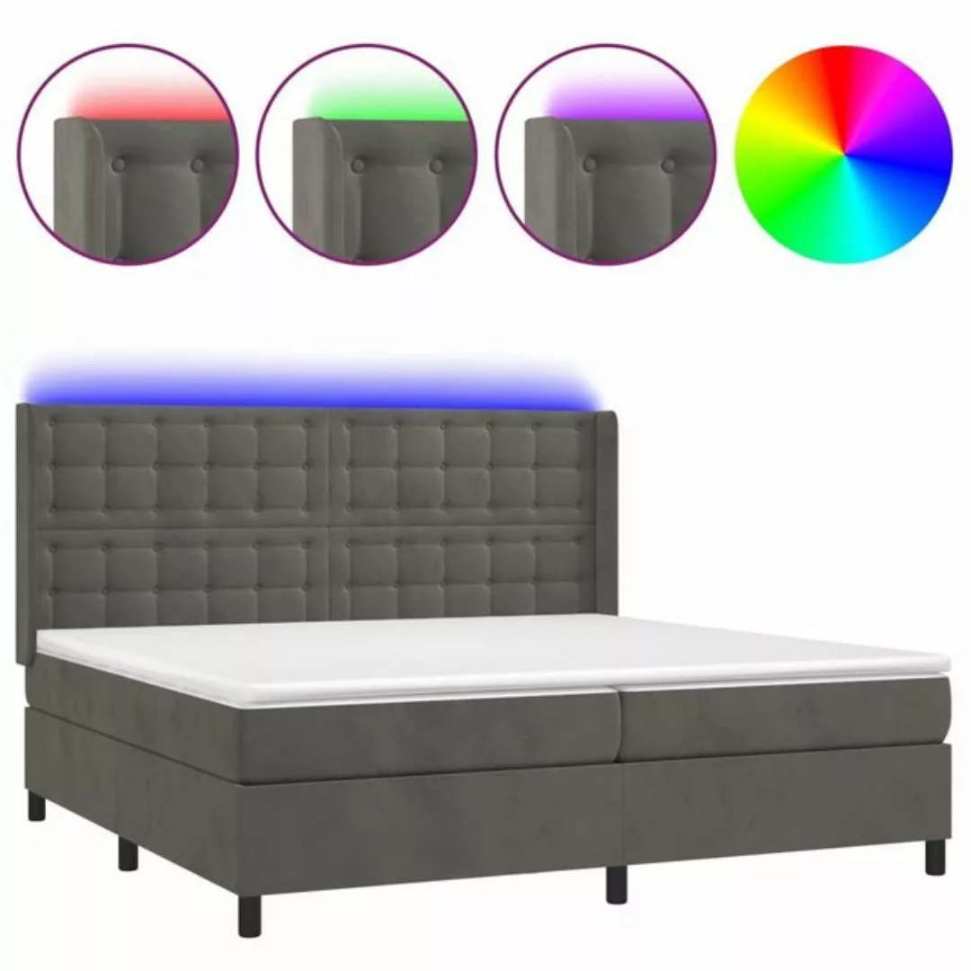 vidaXL Bettgestell Boxspringbett mit Matratze LED Dunkelgrau 200x200 cm Sam günstig online kaufen