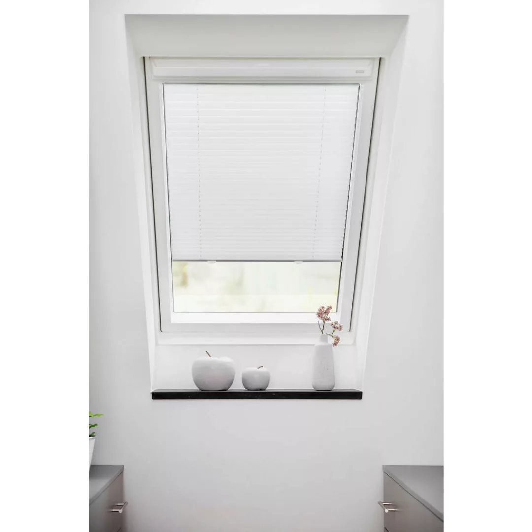 Lichtblick Dachfenster Plissee Easyfix ohne Bohren Weiß 59,3 cm x 122 cm günstig online kaufen