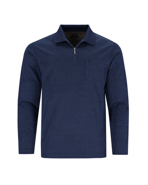 Hajo Langarm-Poloshirt Softknit-Polo mit Alloverdruck günstig online kaufen