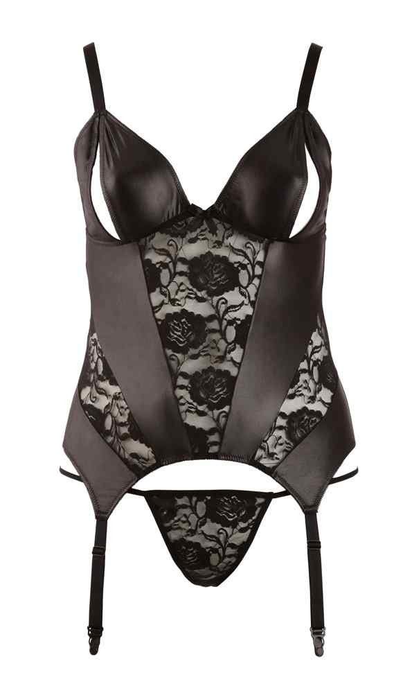 Cottelli CURVES Set: Corsage Strapshemd offen günstig online kaufen