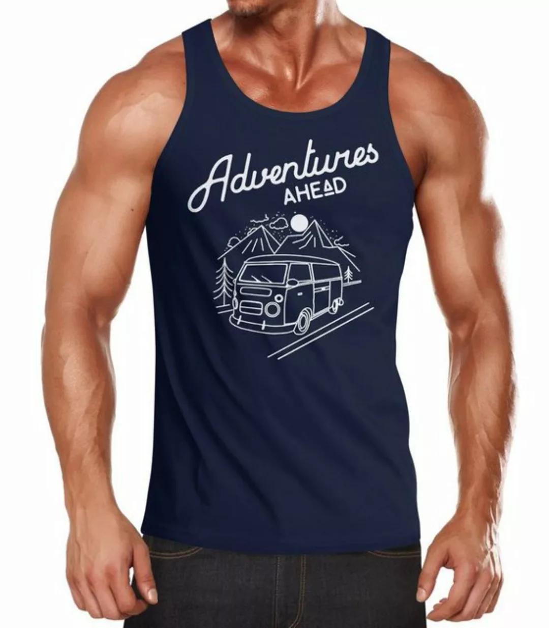 MoonWorks Tanktop Herren Tanktop Bus Retro Abenteuer Adventures Ahead Moonw günstig online kaufen