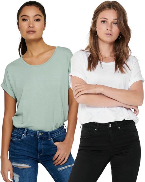 ONLY T-Shirt Stilvolles Basic Shirt mit Rundhalsausschnitt (2er-Pack) unifa günstig online kaufen