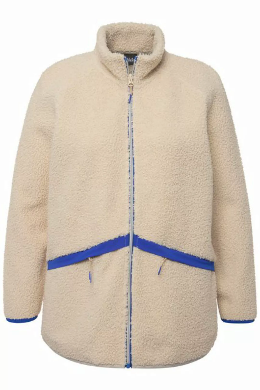 Ulla Popken Sommerjacke Teddyjacke Stehkragen Farbakzente kuschelweich günstig online kaufen