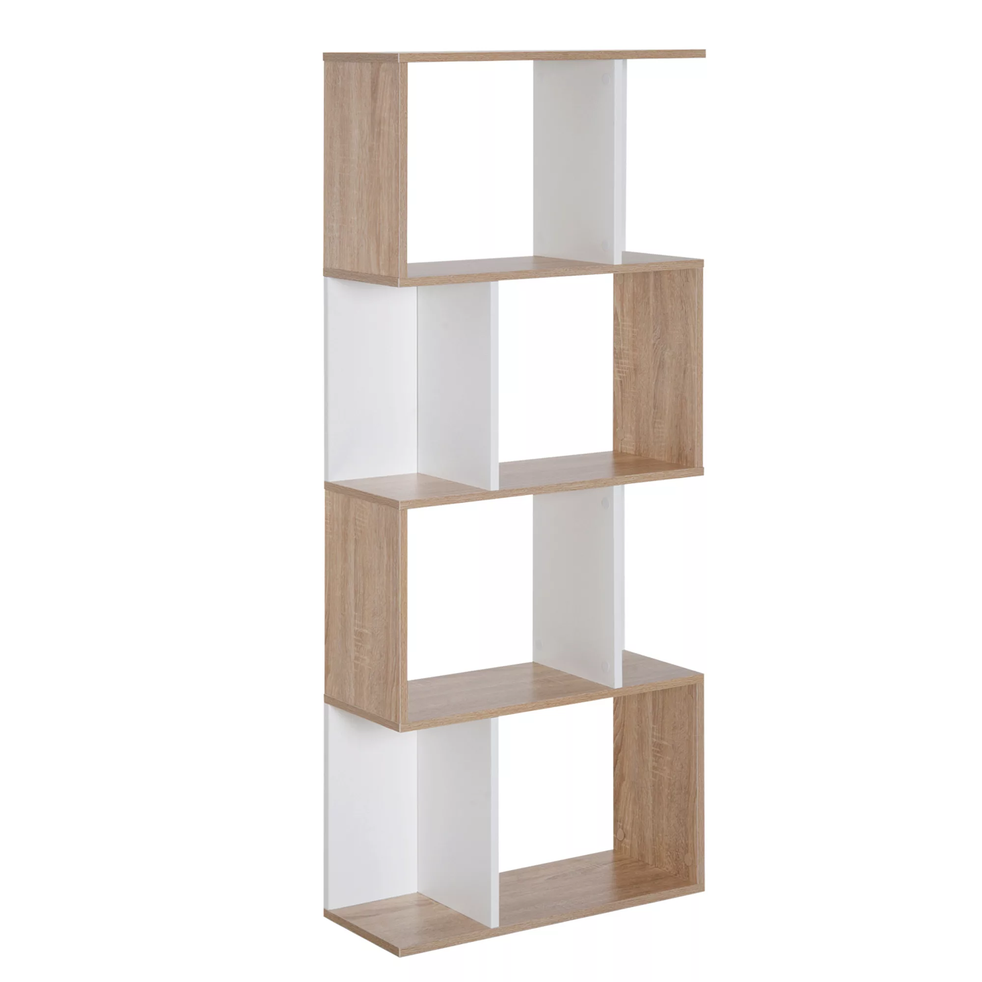 HOMCOM  Bücherregal S-förmiges Standregal Lagerregal 4-stufige Vitrine mit günstig online kaufen