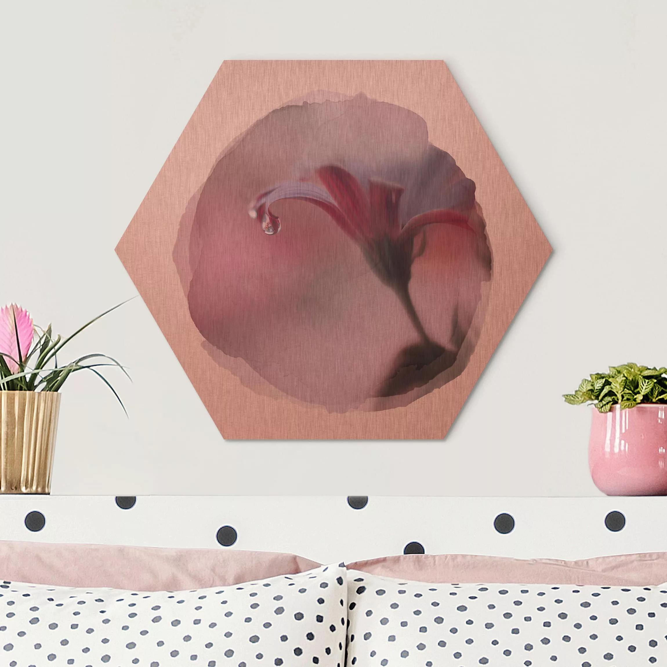 Hexagon-Alu-Dibond Bild Blumen Wasserfarben - Invisible Touch günstig online kaufen