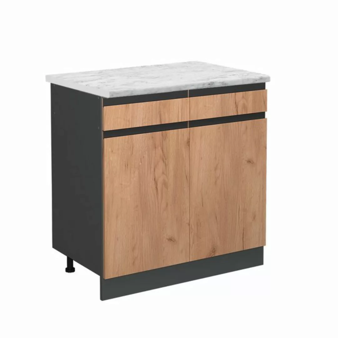 Vicco Unterschrank R-Line, Goldkraft Eiche/Anthrazit, 80 cm AP Marmor günstig online kaufen