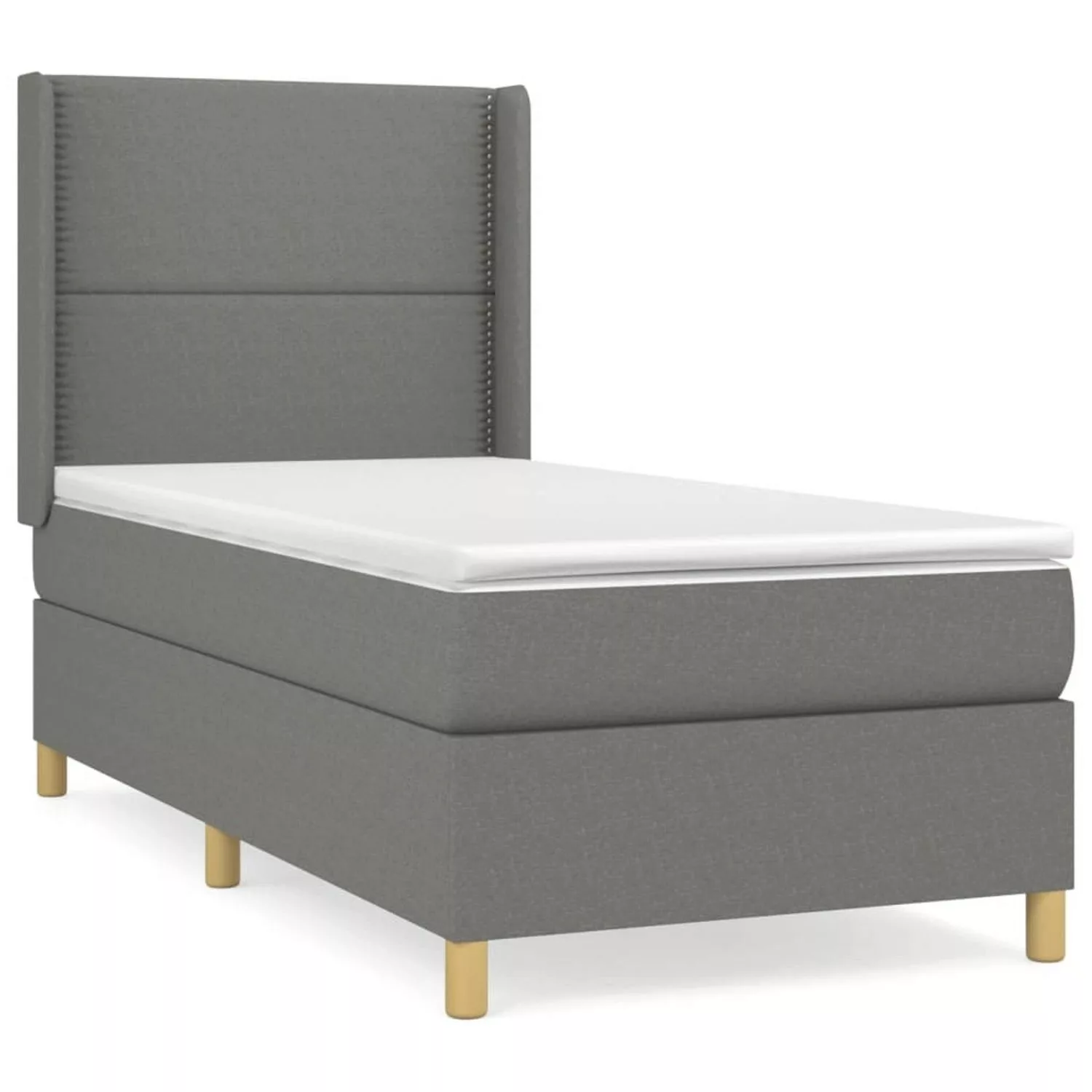 vidaXL Boxspringbett Boxspringbett mit Matratze Dunkelgrau 90x200 cm Stoff günstig online kaufen