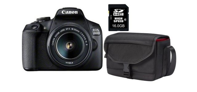 Canon EOS 2000D Kit Spiegelreflexkamera (EF-S 18-55 IS II, 24,1 MP, NFC, WL günstig online kaufen