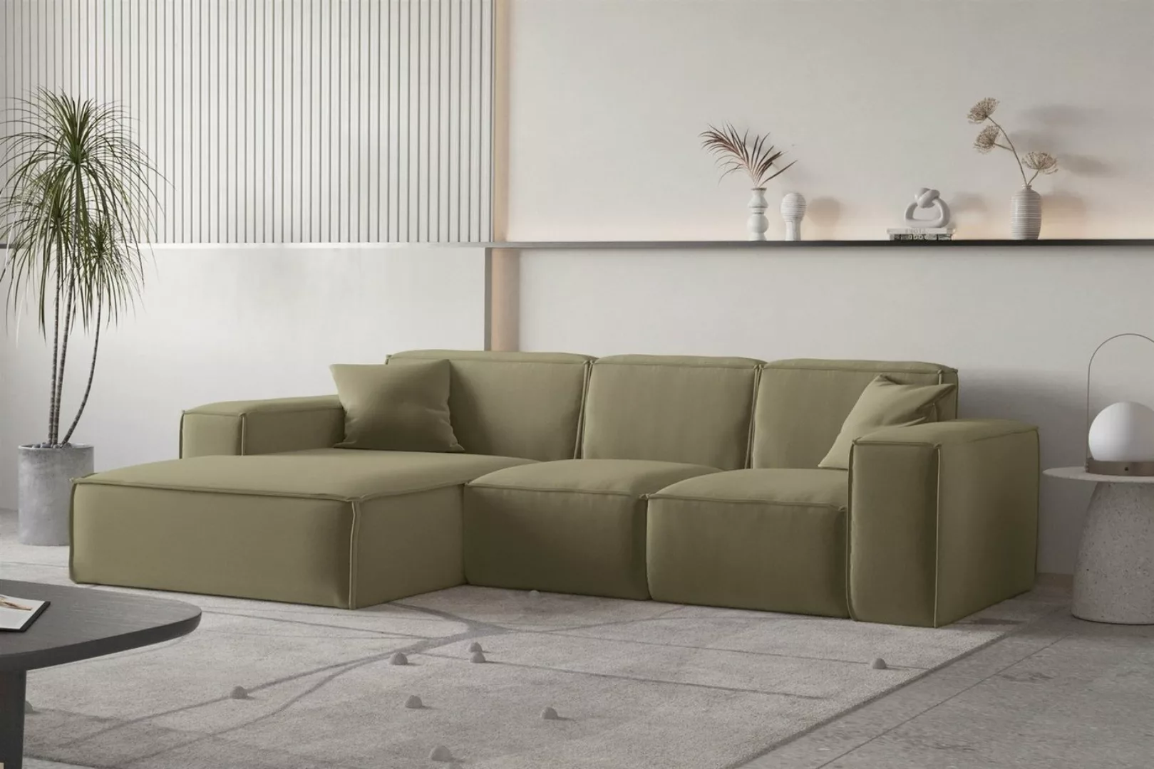 Fun Möbel Ecksofa Designersofa CESINA Ottomane Rechts oder Links in Stoff, günstig online kaufen