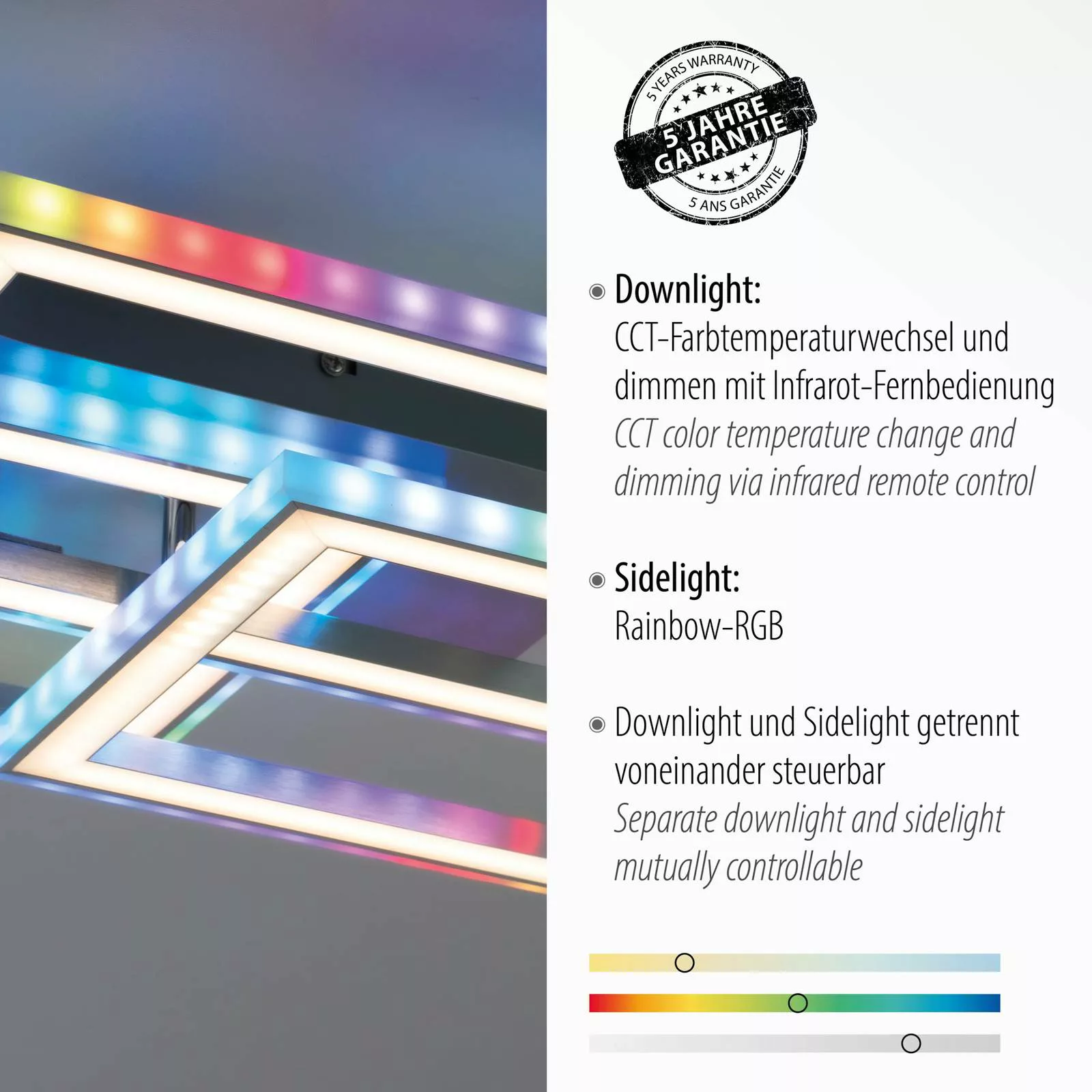 Leuchten Direkt Deckenleuchte »FELIX60«, dimmbar, mit Fernbedienung günstig online kaufen