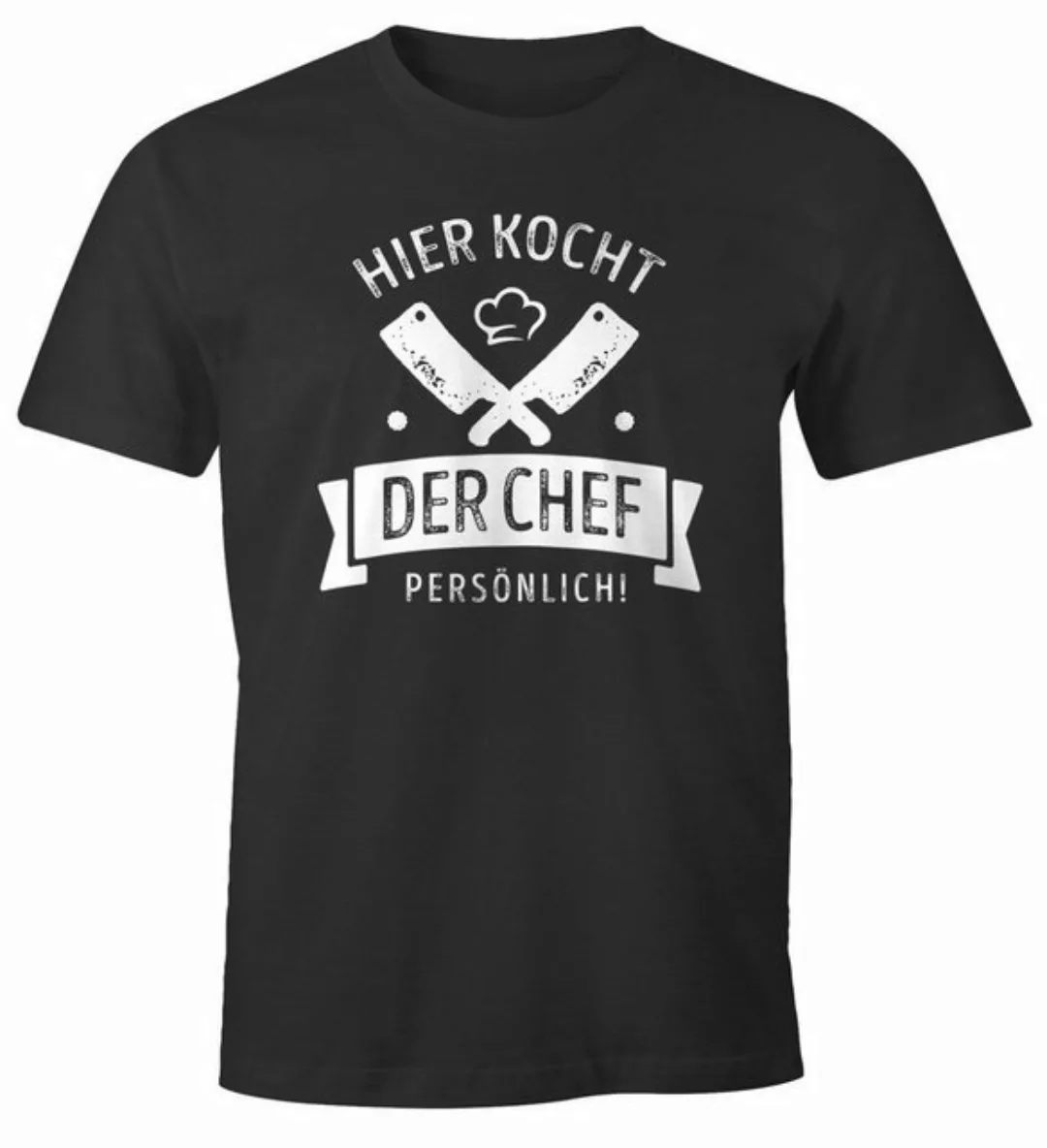 MoonWorks Print-Shirt Herren T-Shirt Koch mit Spruch lustig Hier kocht der günstig online kaufen