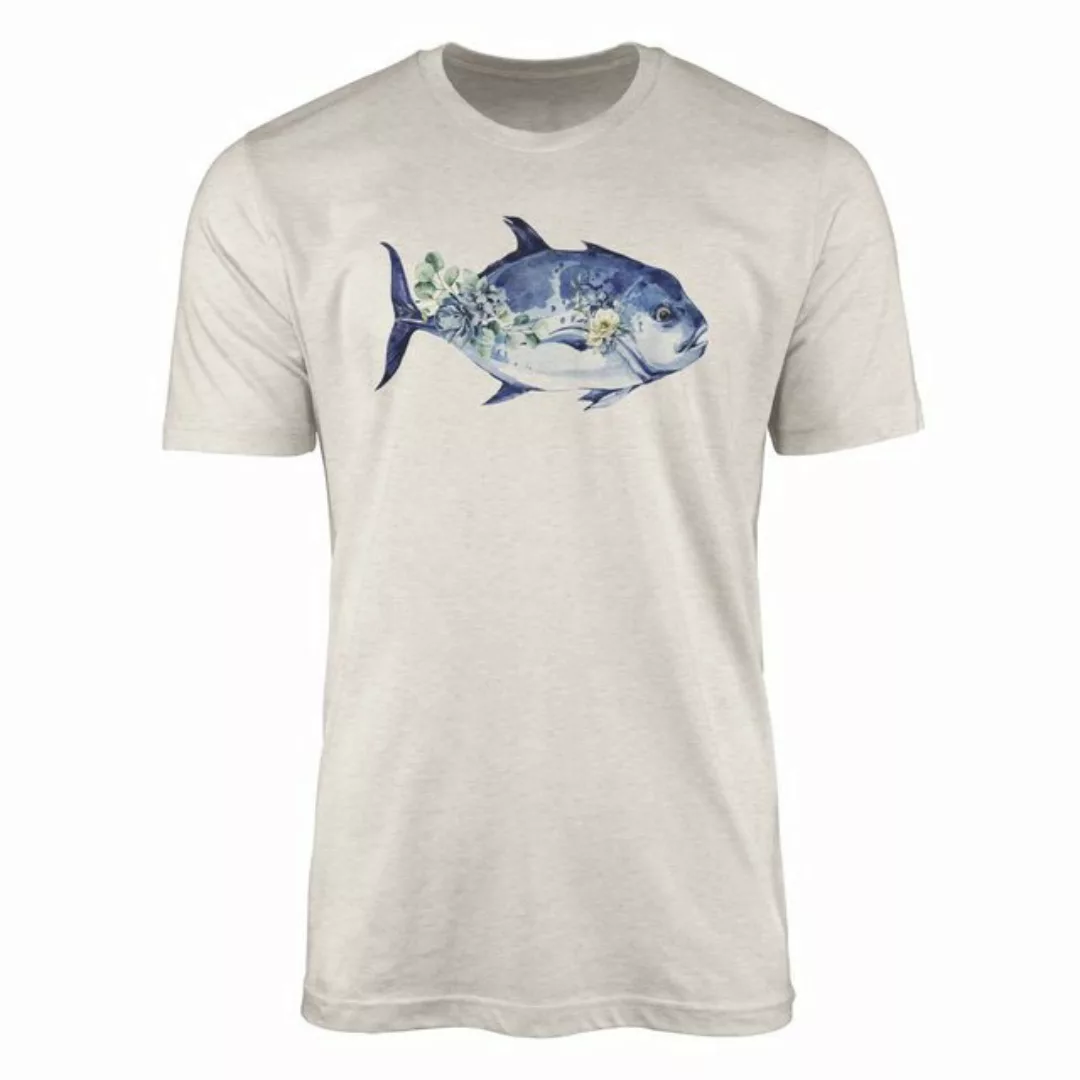 Sinus Art T-Shirt Herren Shirt 100% gekämmte Bio-Baumwolle T-Shirt Fisch Bl günstig online kaufen